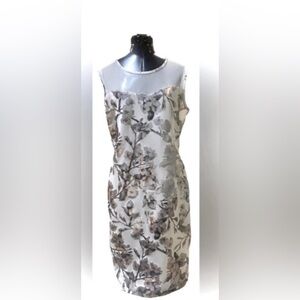 Olivia Matters White Foil Floral Pattern Dress Size Large
